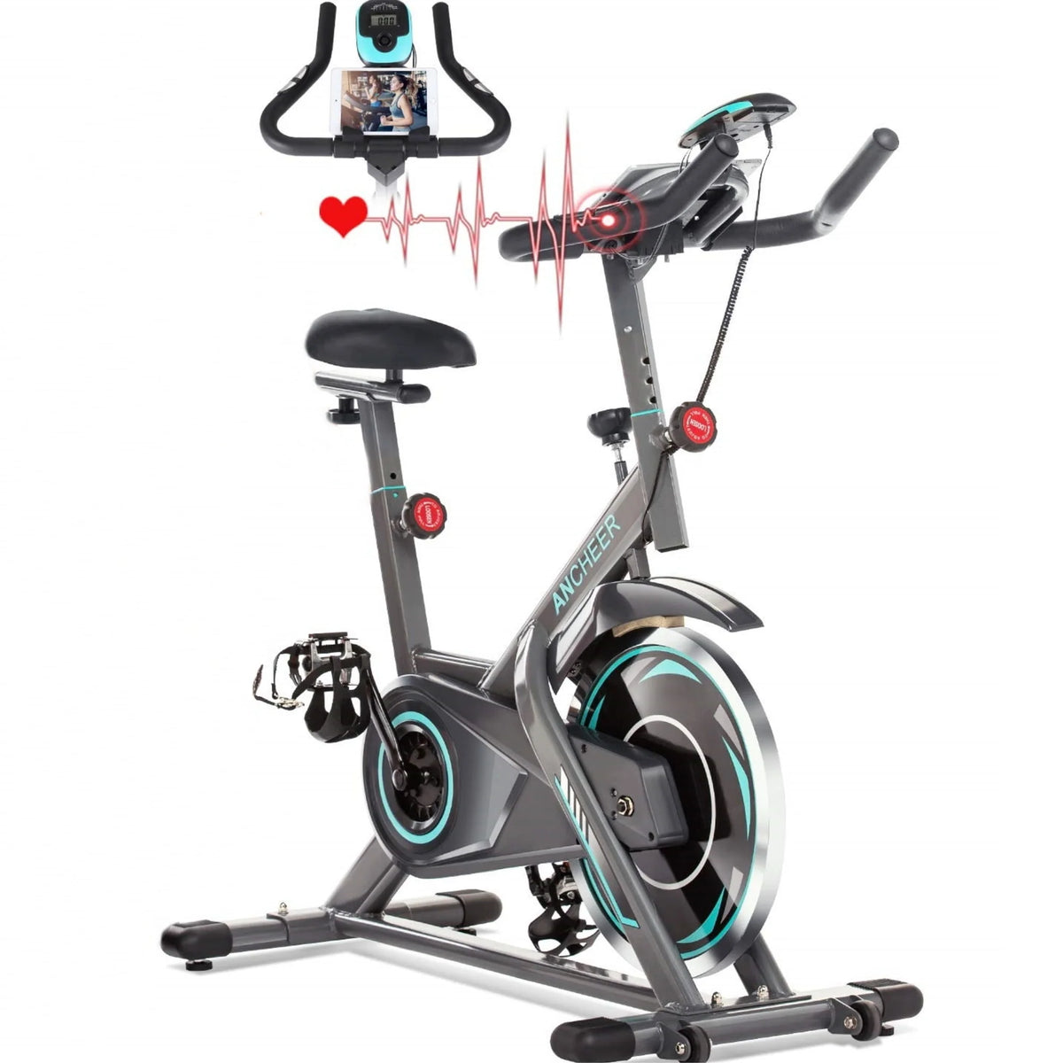 Indoor Exercise Bike with LCD Monitor and 330 lbs Weight Capacity R149