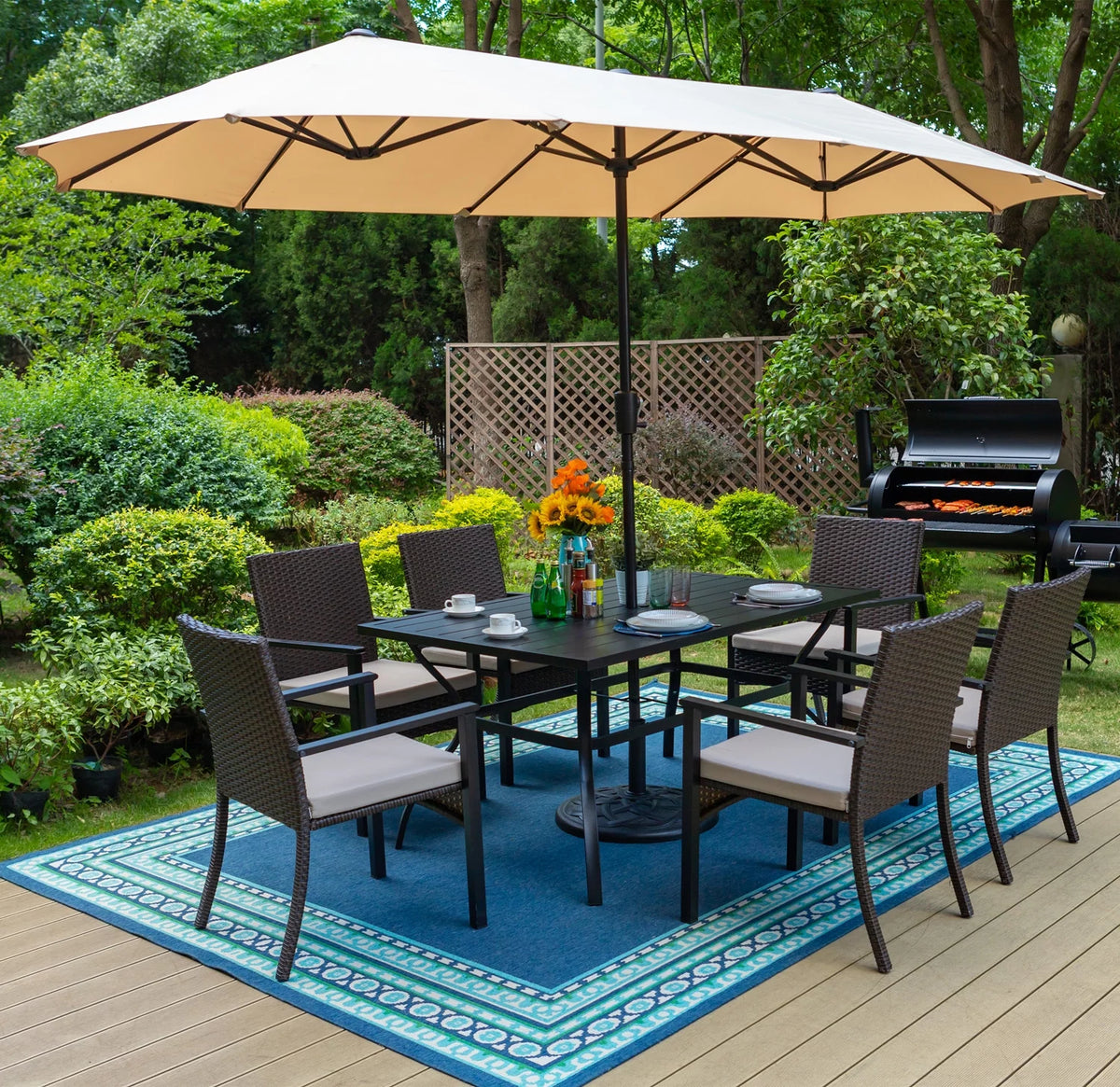13 ft Double Sided Beige Patio Umbrella G710073