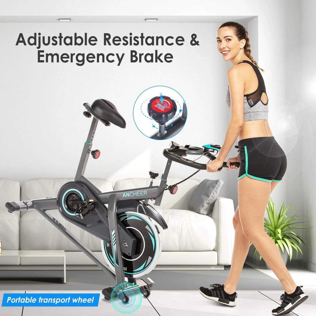 Indoor Exercise Bike with LCD Monitor and 330 lbs Weight Capacity R149