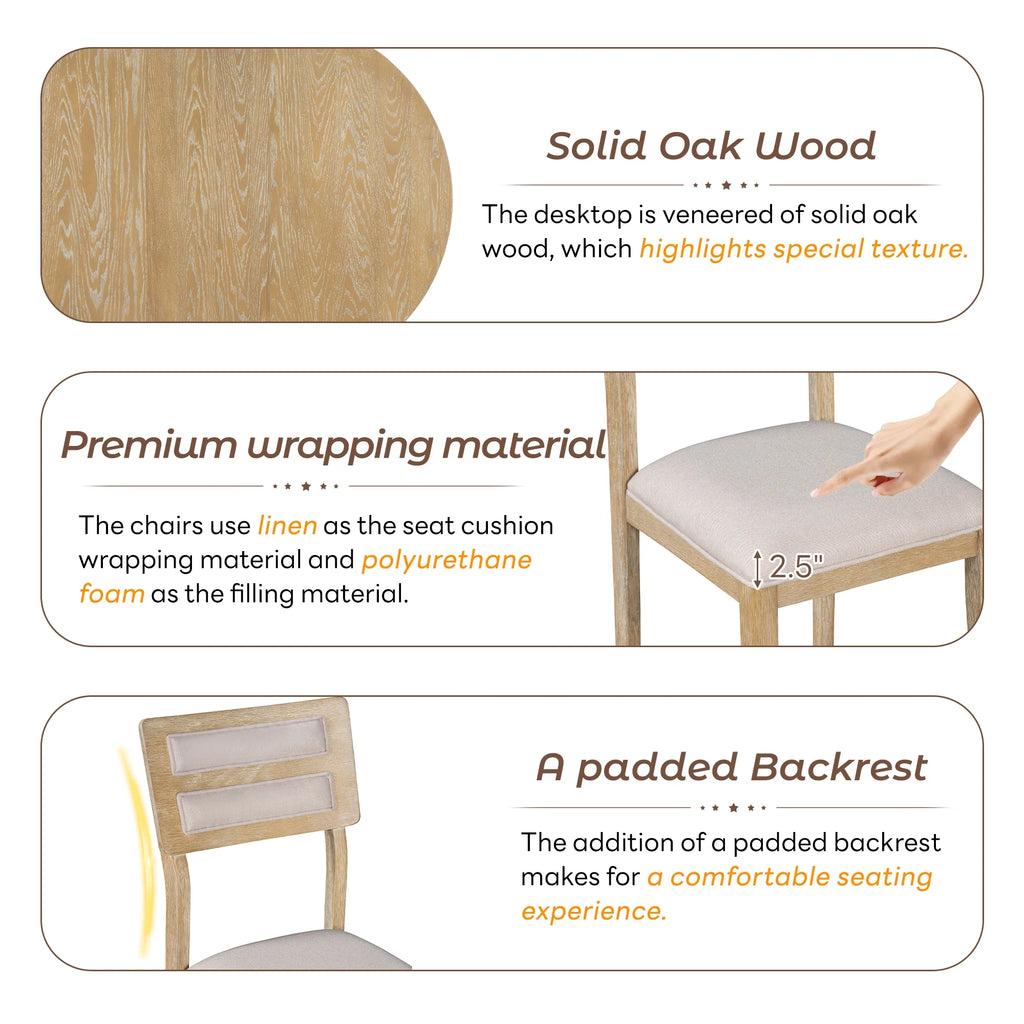 5 Piece Extendable Dining Table Set with 4 Upholstered Chairs Y363