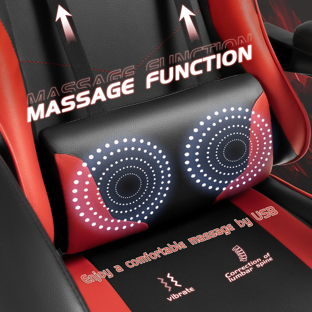 White PU Leather Massage Gaming Chair with Footrest E50810