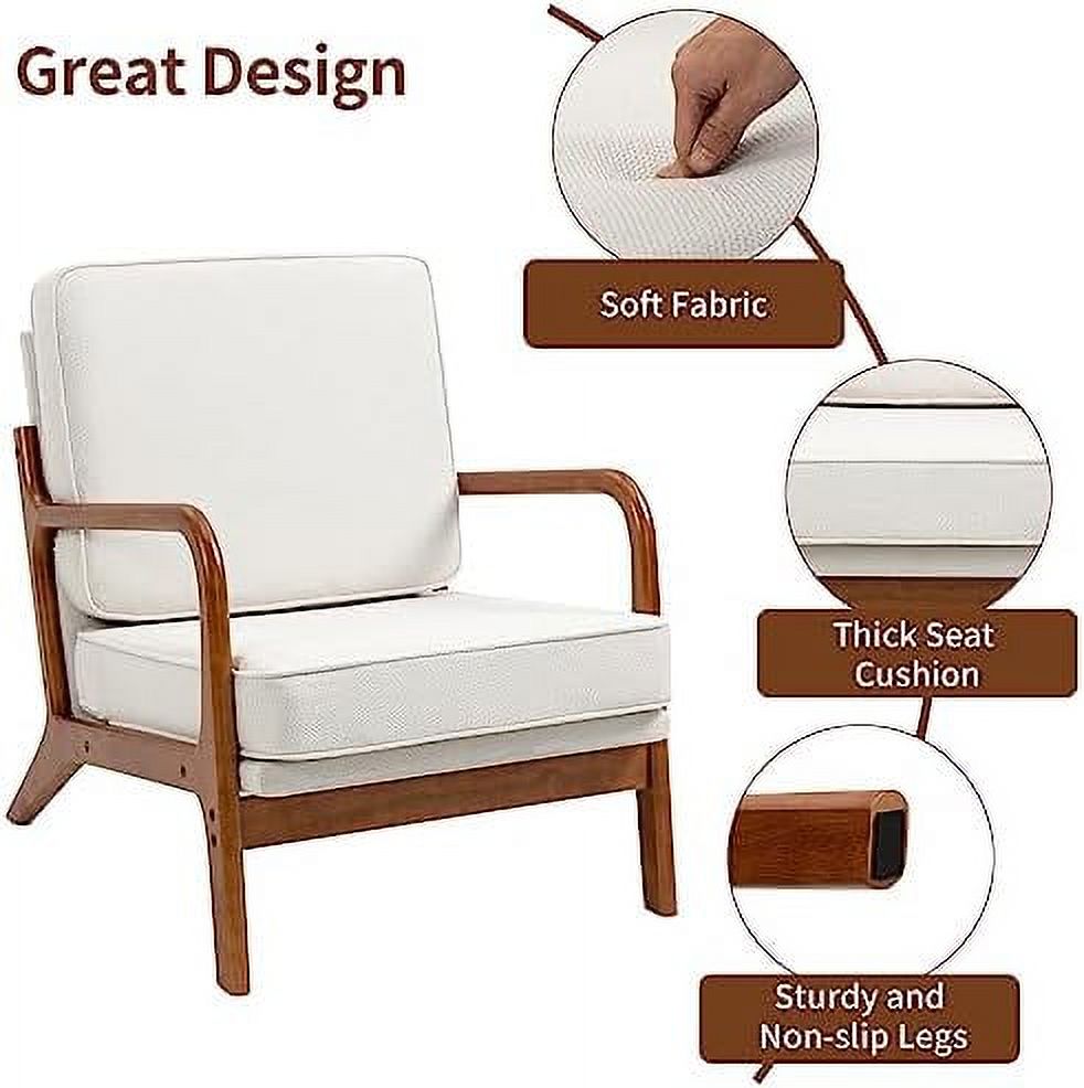 Black Linen Fabric Accent Armchair Set of 2 with Wooden Frame O9571