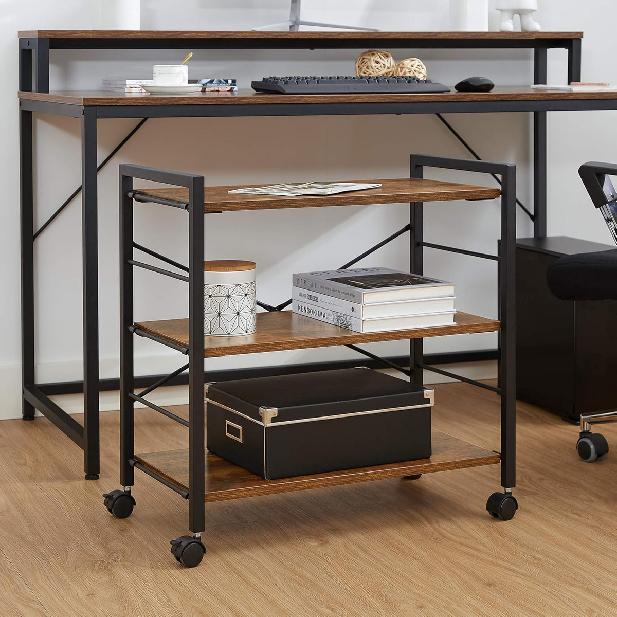 Computer Desk with Monitor Stand and Storage Shelves B669117