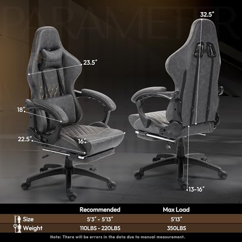 Black Big and Tall Ergonomic Gaming Chair with Footrest and Massage Lumbar Support L23064