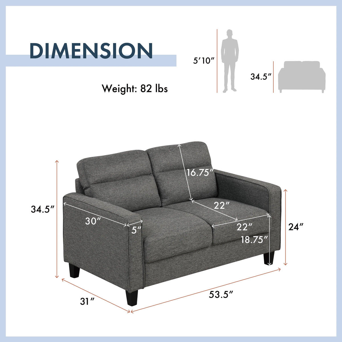 Gray 2 Seater Loveseat in Performance Fabric Q490005