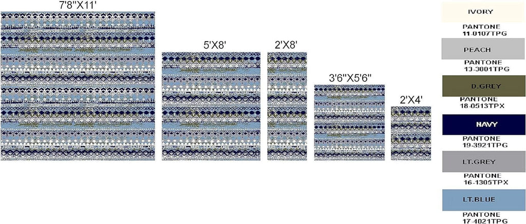 Light Blue Geometric Pattern Rug D500