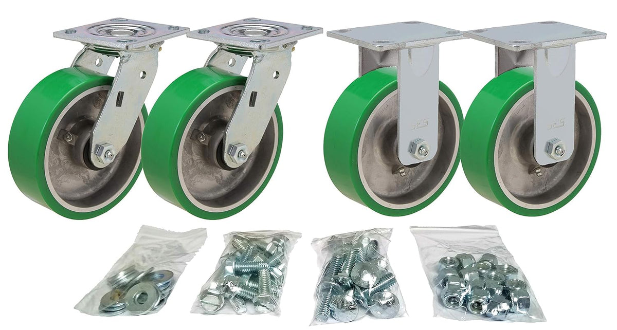 5x2 Polyurethane on Aluminum Caster Set with Mounting Hardware W680