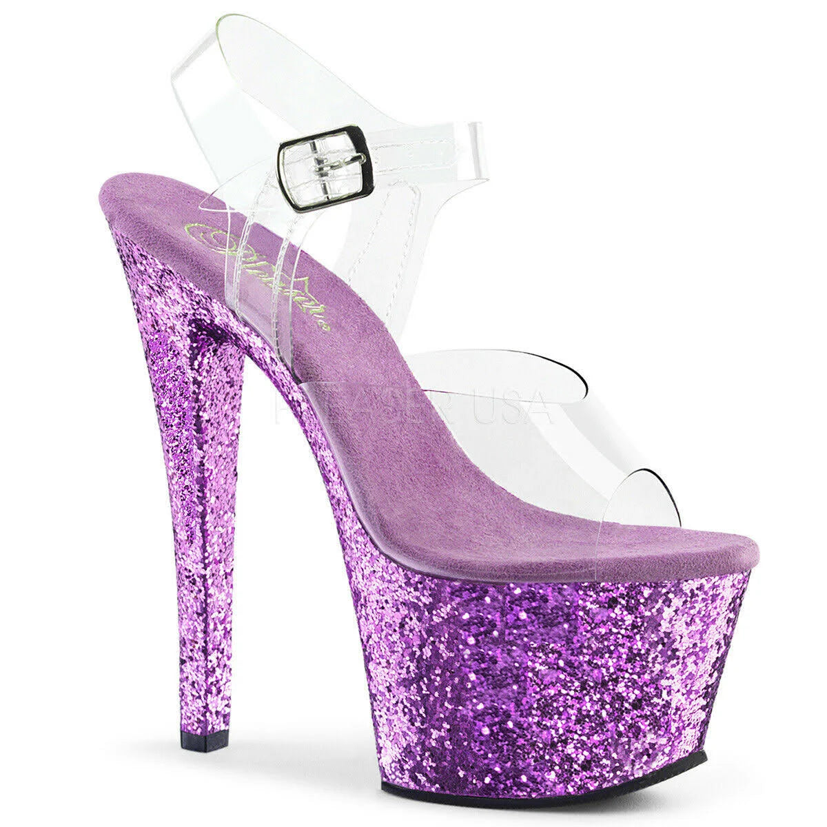 Clear Lavender Glitter Sandals J345064