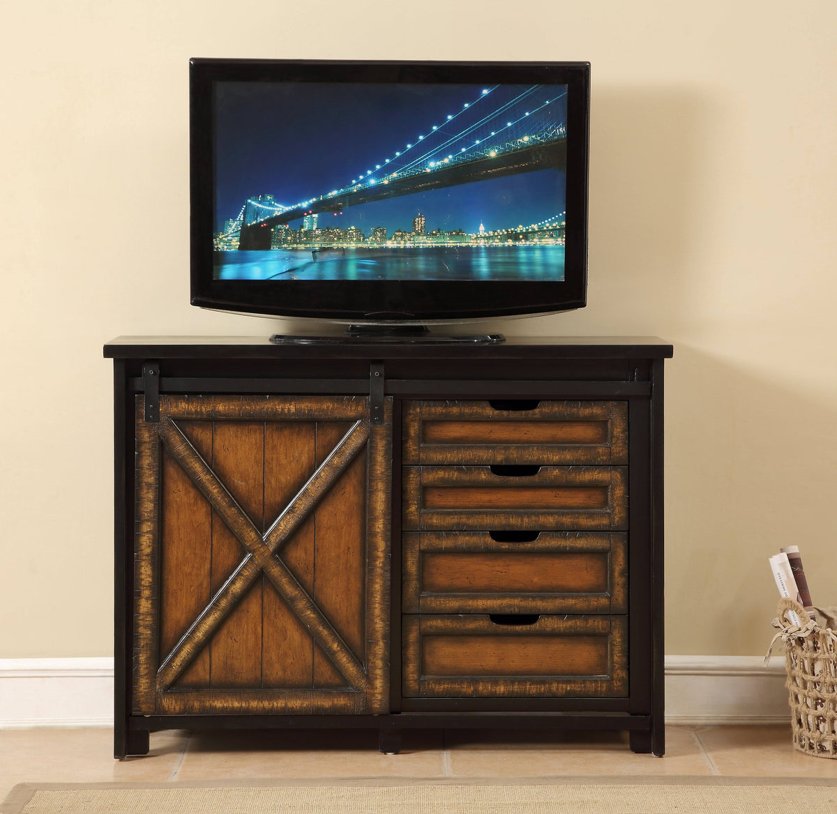 Four Drawer One Sliding Door Media Cabinet F2345