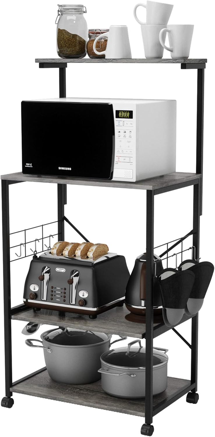 4 Tier Kitchen Storage Cart with Side Hooks P4376