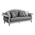 Tufted Fabric Sofa with 4 Pillows in Gray/Antique White T761176