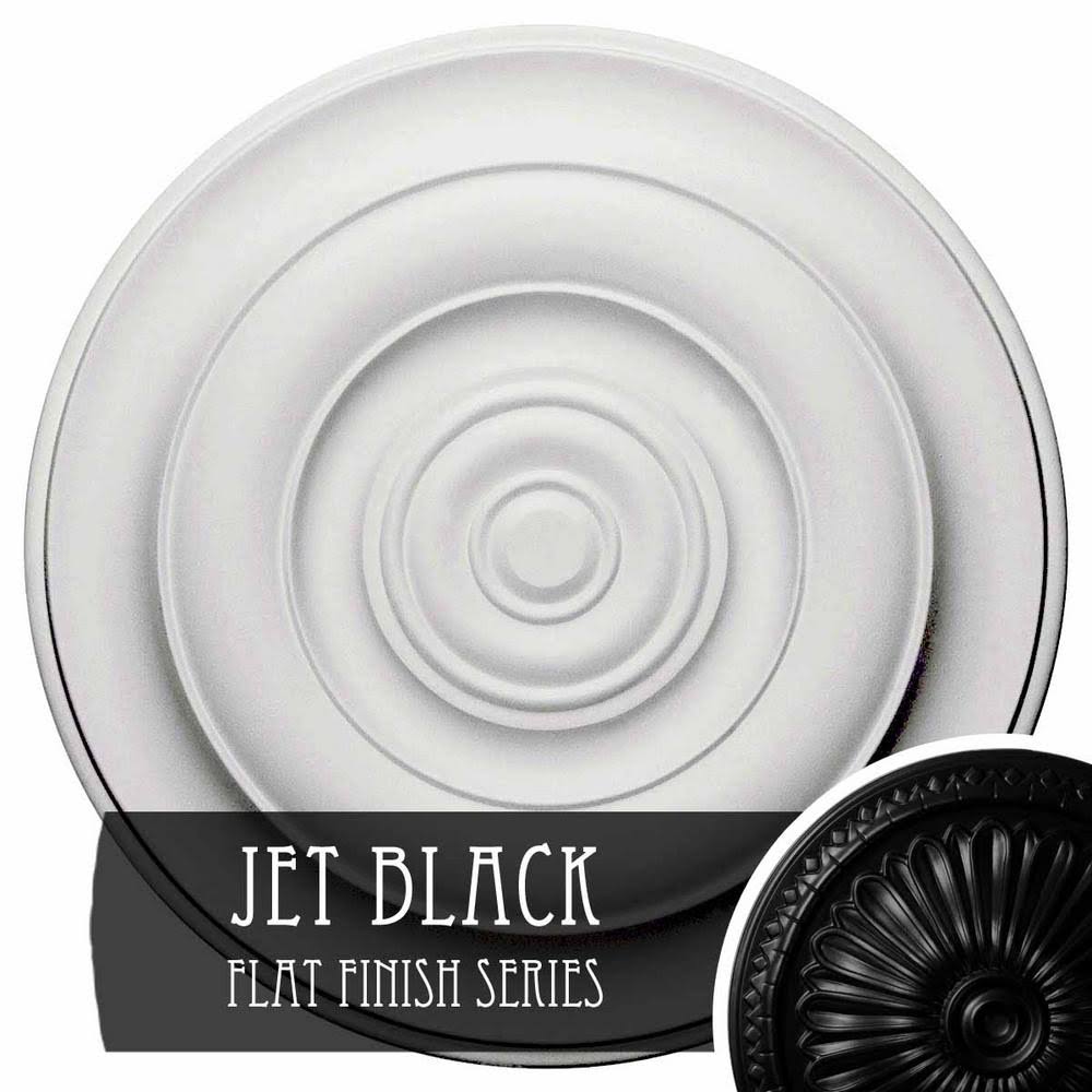 18x22OD x 1 1/2x22P Hand-Painted Jet Black Ceiling Medallion B2619
