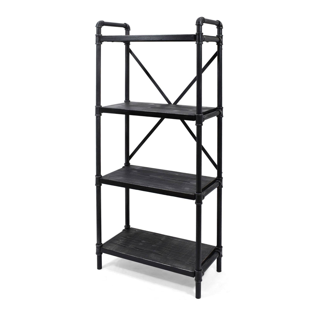 Black Contemporary 4-Shelves Rectangular Storage Bookcase L17068
