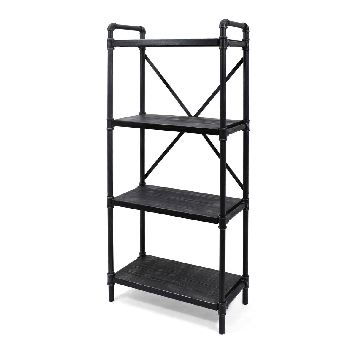 Black Contemporary 4-Shelves Rectangular Storage Bookcase L17068