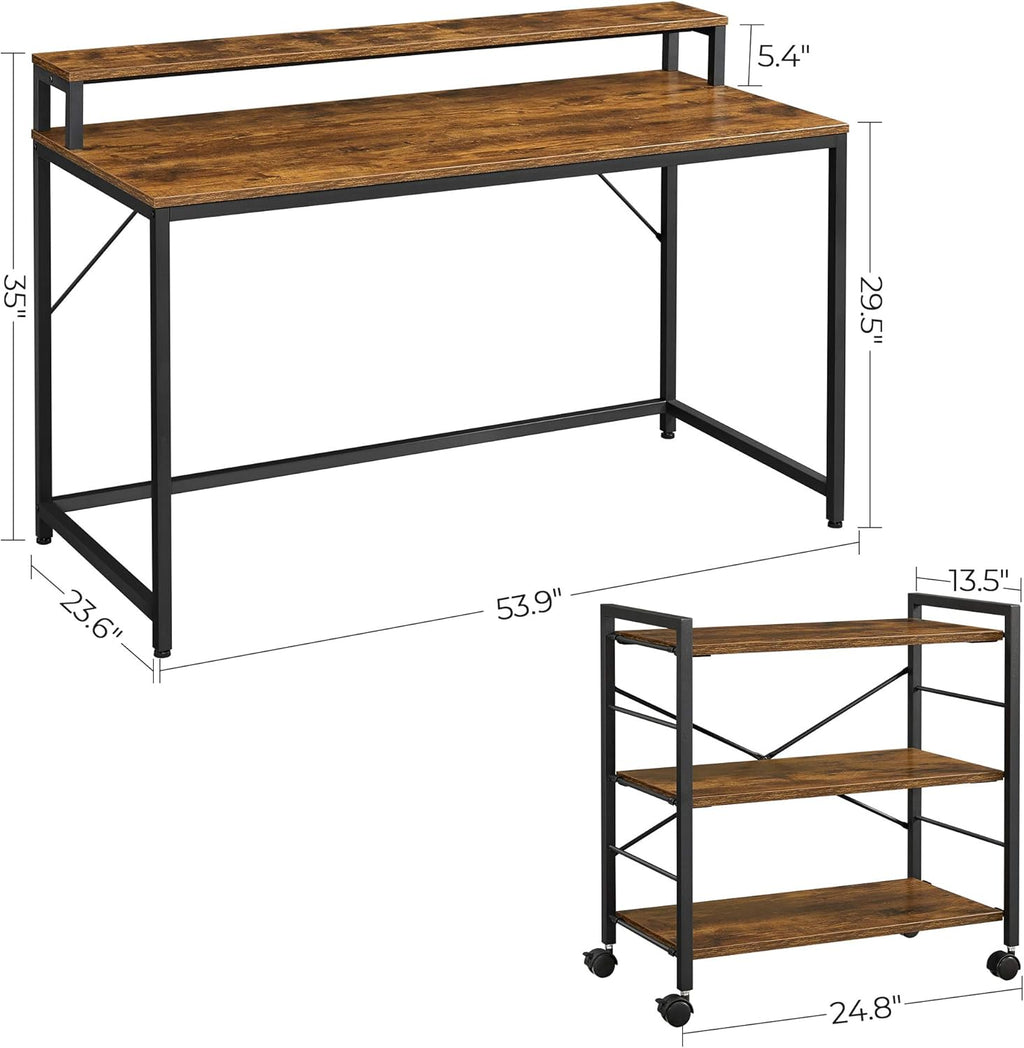 Computer Desk with Monitor Stand and Storage Shelves B669117