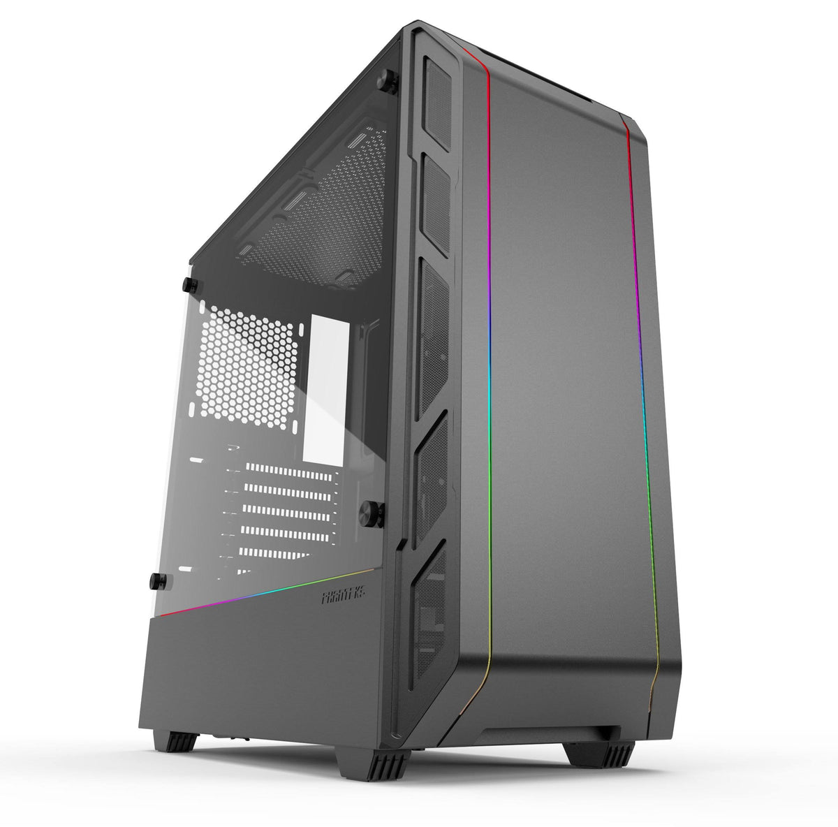 Black Compact EATX Mid-Tower Case with Tempered Glass and Digital RGB B9783