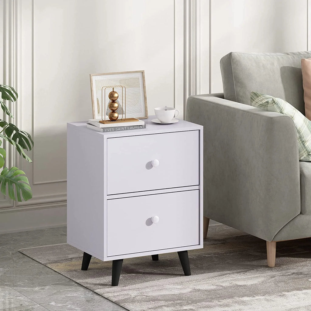 White 2 Drawer Nightstand H191
