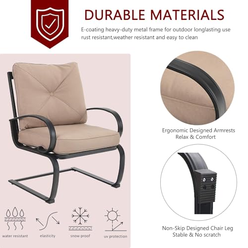 Red Patio Bistro Chairs with Removable Cushion Seat, Metal Frame B949