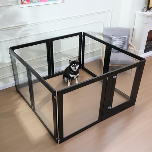 White 6 Panel Acrylic Dog Playpen with Door Z739