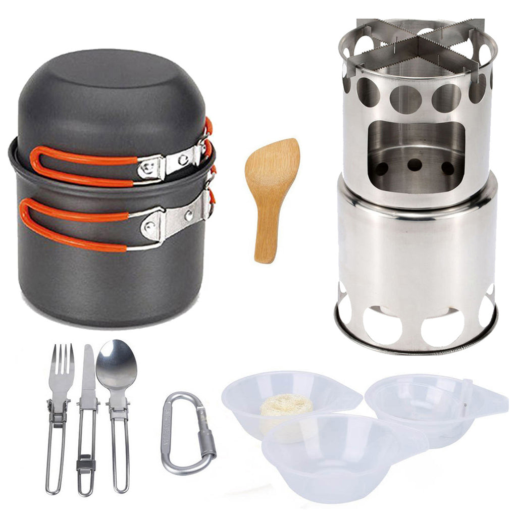 Camping Cookware Mess Kit Non-stick Aluminum Cooking Set K8327