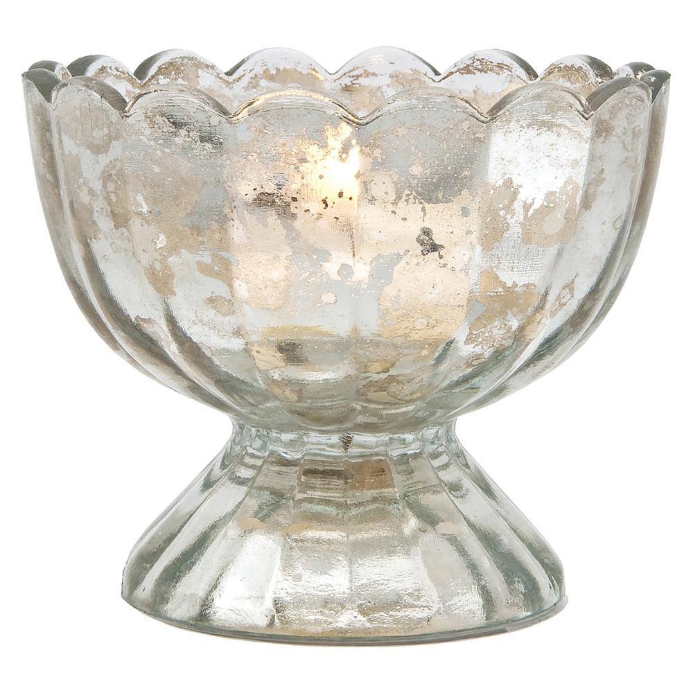 6 Pack Vintage Mercury Glass Candle Holders K218732