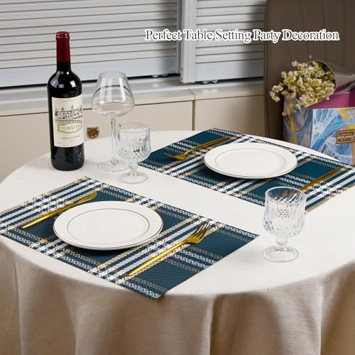 Gold Placemats Set of 6 Rectangle Vinyl Table Mats U3946