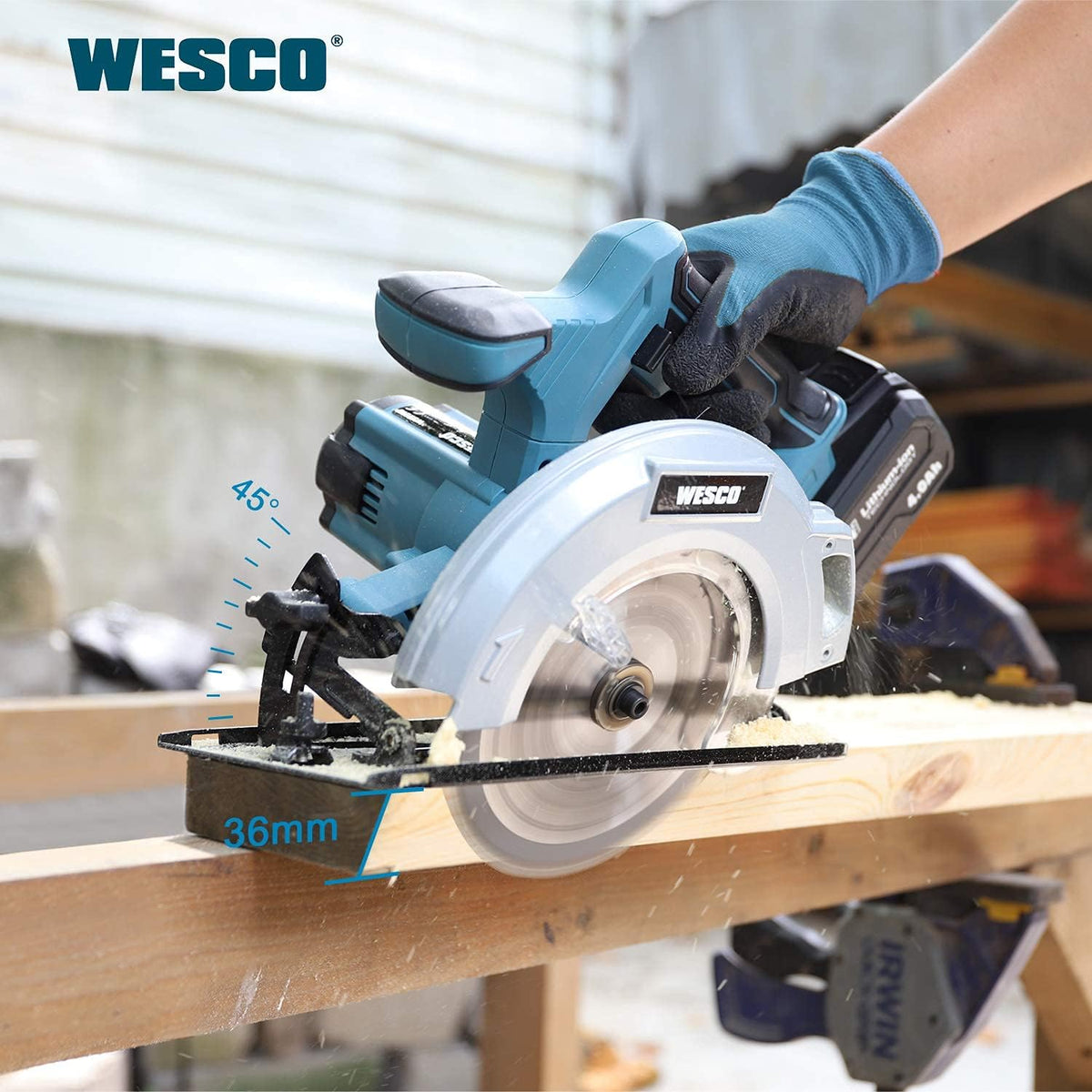 20V 4.0Ah Cordless Circular Saw, 6-1/2", 4000RPM, 0-45° Bevel, with Charger, Vacuum Adaptor, Parallel Guide, Wood Cutting Blades (24T / 40T), Pack of 2 J6858