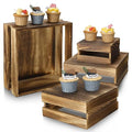 4 Pieces Wood Cupcake Display Stand Risers D952325