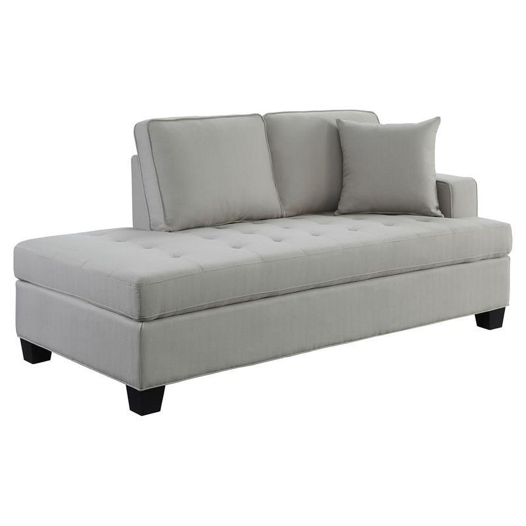 75.5" Transitional Textured Fabric Chaise with 1 Pillow in Gray A445