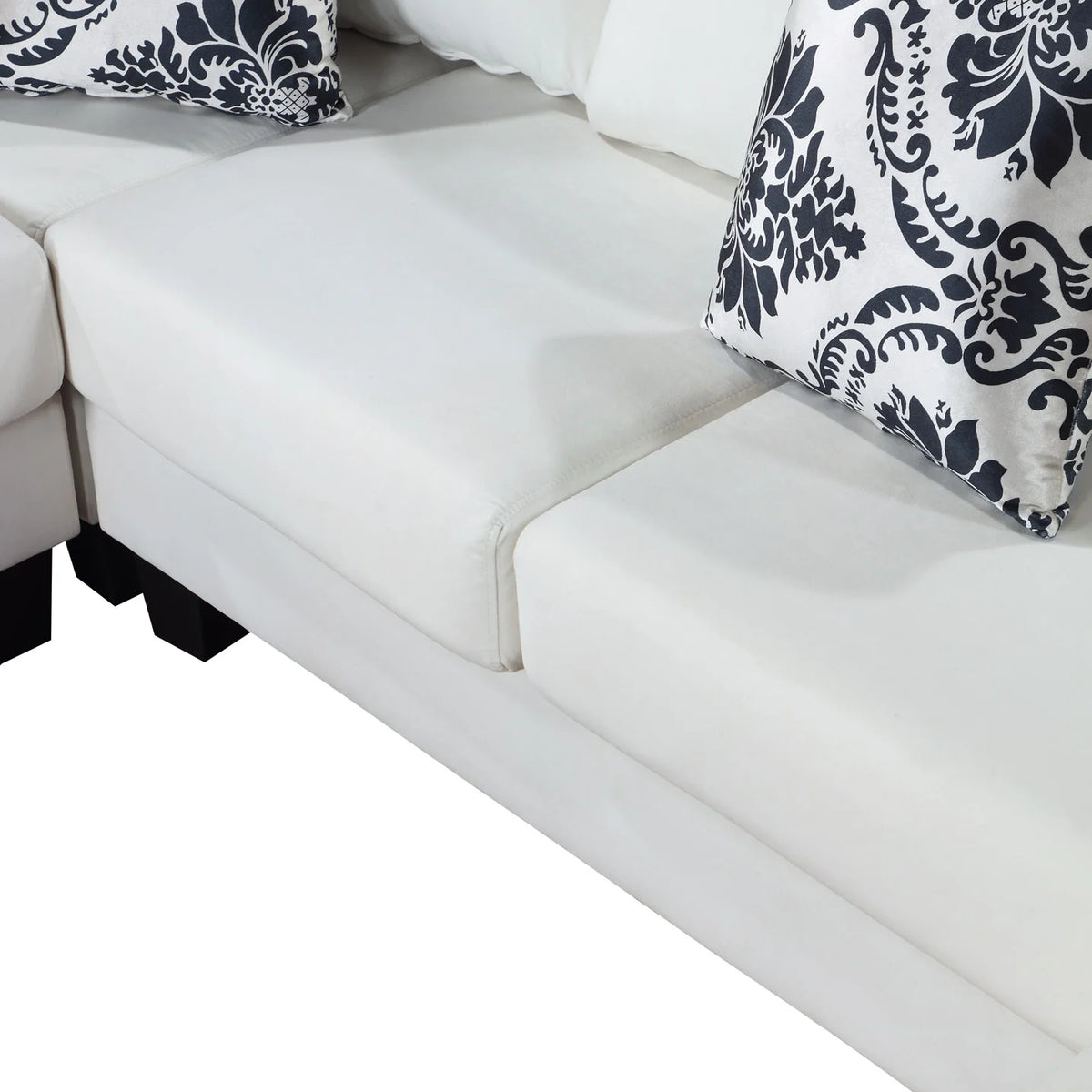 U Shape Velvet Sectional Sofa with Pillows and Chaise Lounge O856