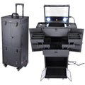 Black Rolling Makeup Case Lighted Lockable V88552