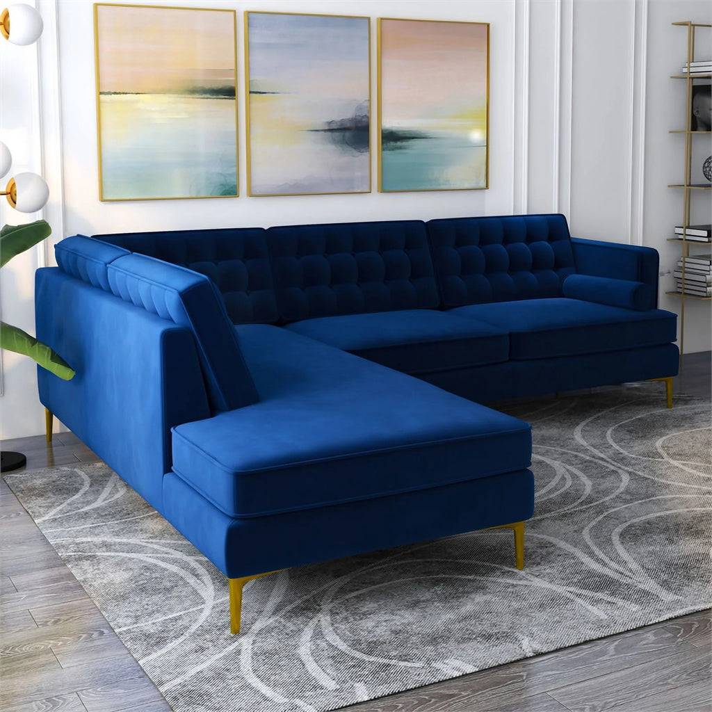 Blue Velvet Left-Facing Sectional W749215