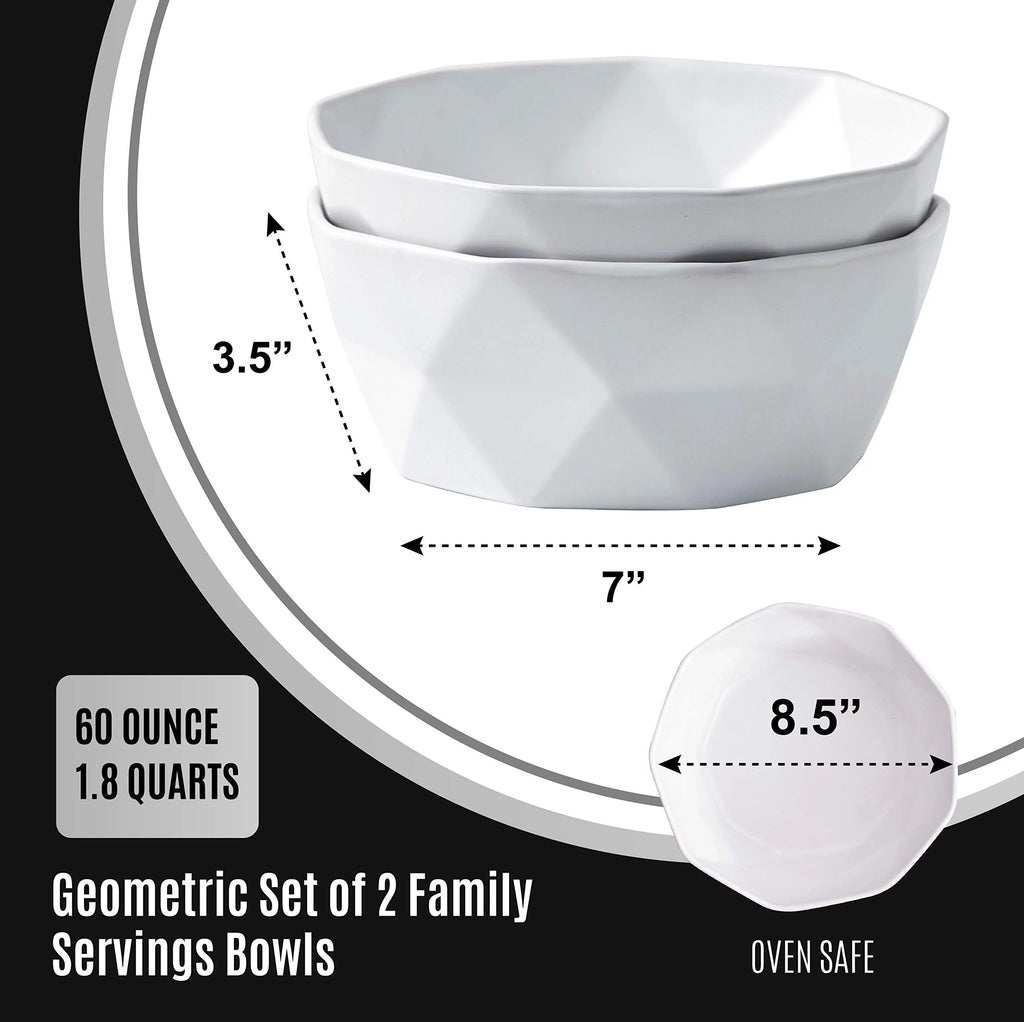 Set Of 2 Ceramic Salad Serving Bowls S754
