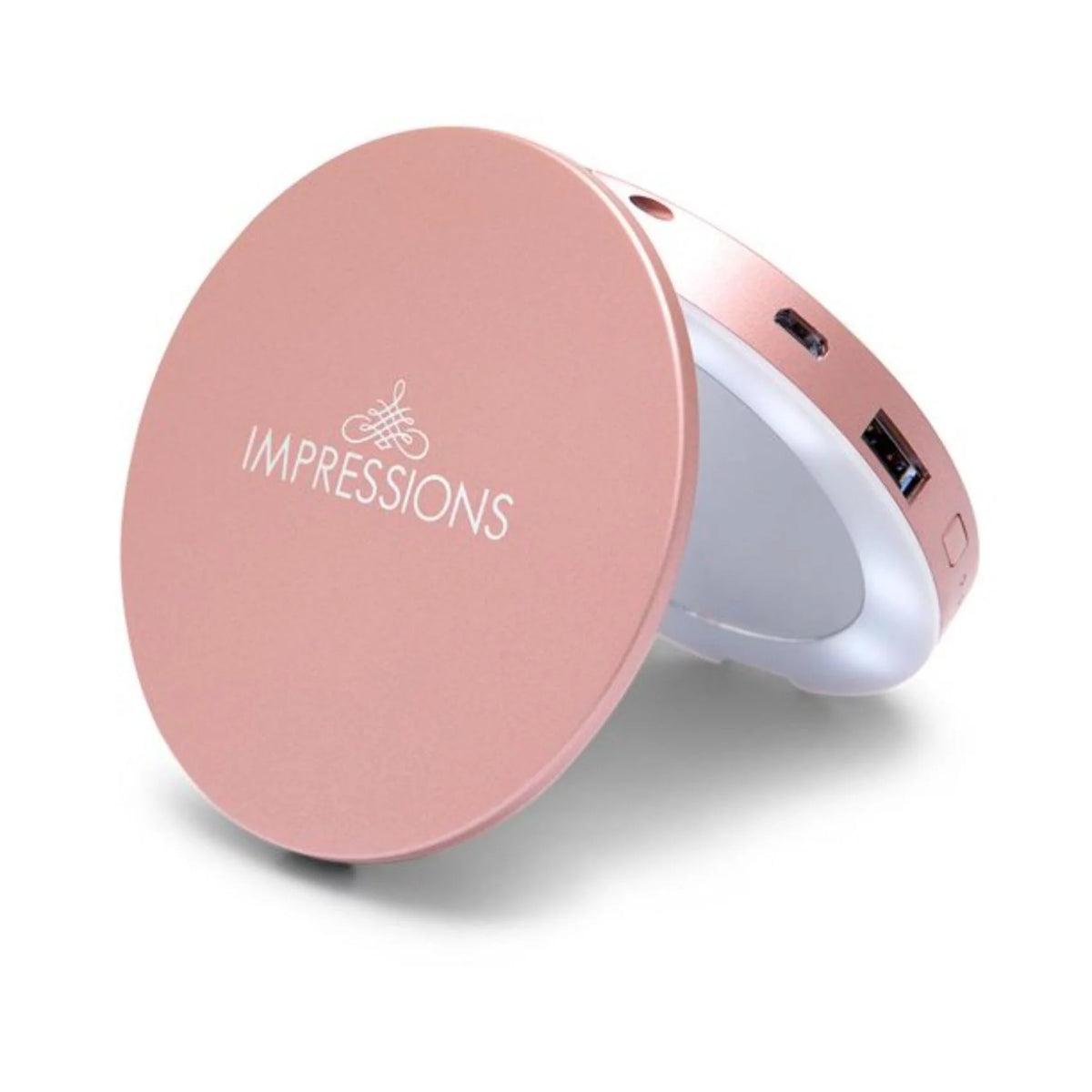 Rechargeable Lighted Round Travel Mirror with 5X Magnifying Glass V9406