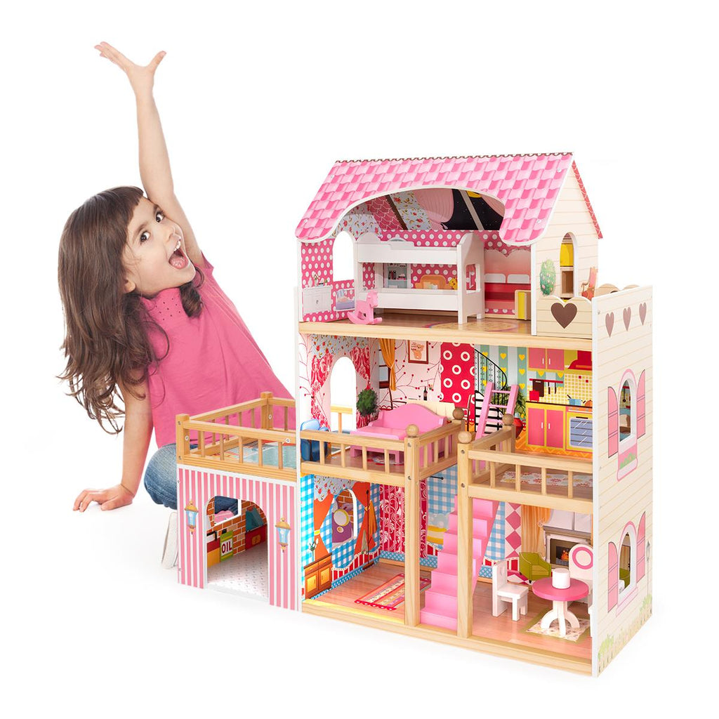 Dollhouse Toy Family House with 7 pcs Furniture O108