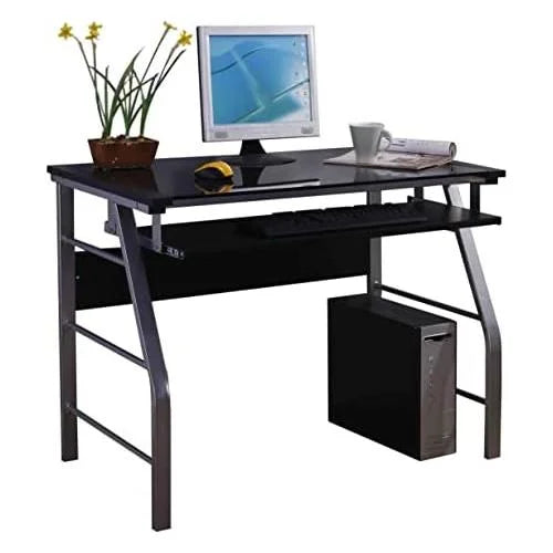 Glass and Metal Computer Workstation Desk J57587