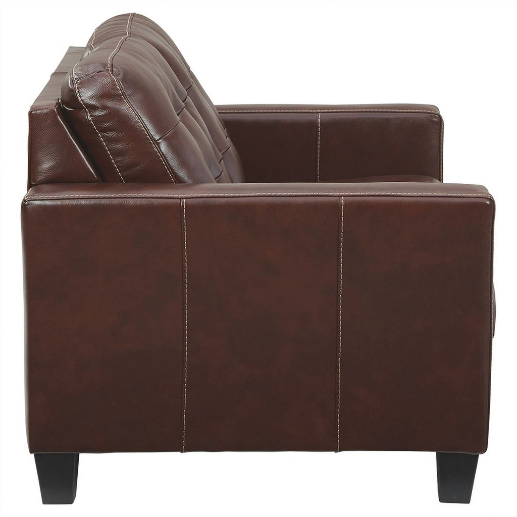 Brown Leatherette Loveseat with Track Armrests G298778