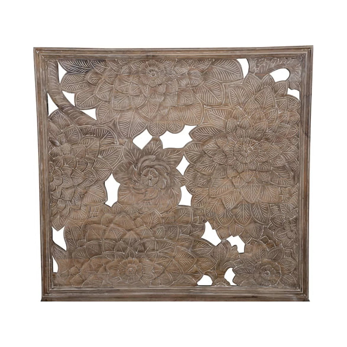 Queen Solid Wood Hand Carved Motif Bed D2975