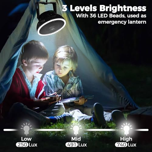 8-Inch Portable Camping Fan with LED Lantern, 10000mAh Rechargeable Battery Operated Tent Fan I927