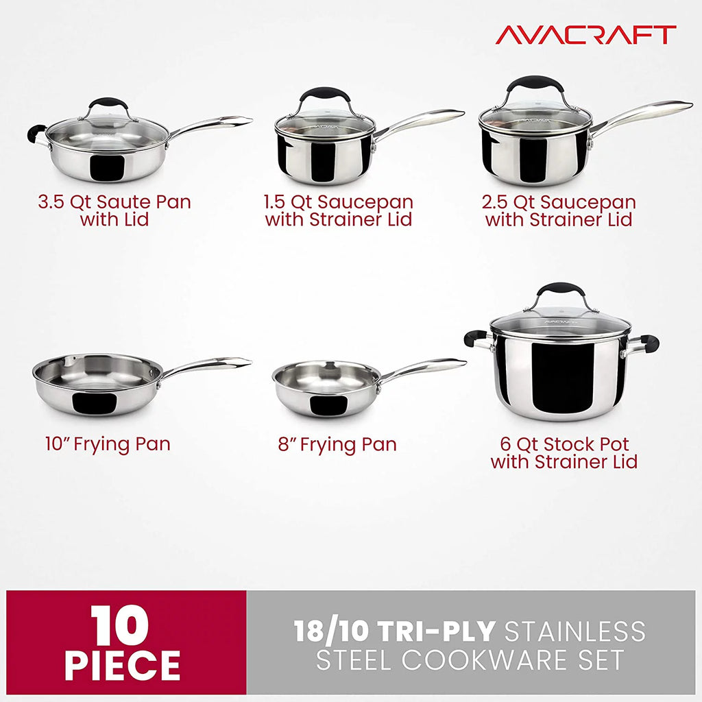 18/10 Stainless Steel Cookware Set 10-Piece V17567