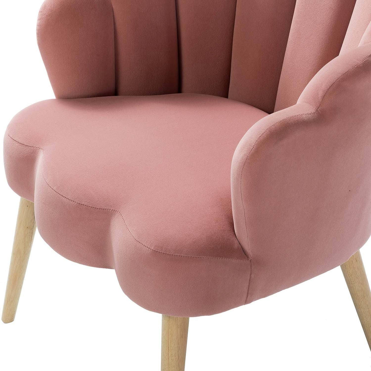 Scalloped Velvet Arm Chair with Tufted Back, Set of 2 - Green H990268