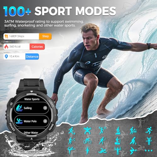 1.53” Rugged Smart Watch with LED Flashlight A85717