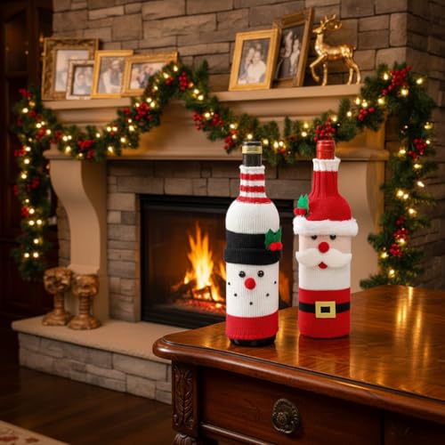 2pcs Christmas Sweater Wine Bottle Cover F951