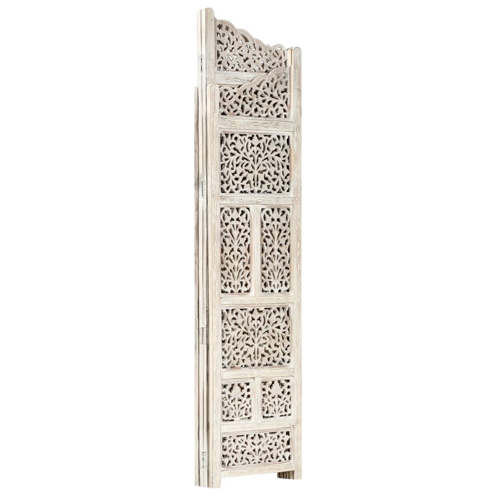 White 4-Panel Solid Mango Wood Room Divider T285