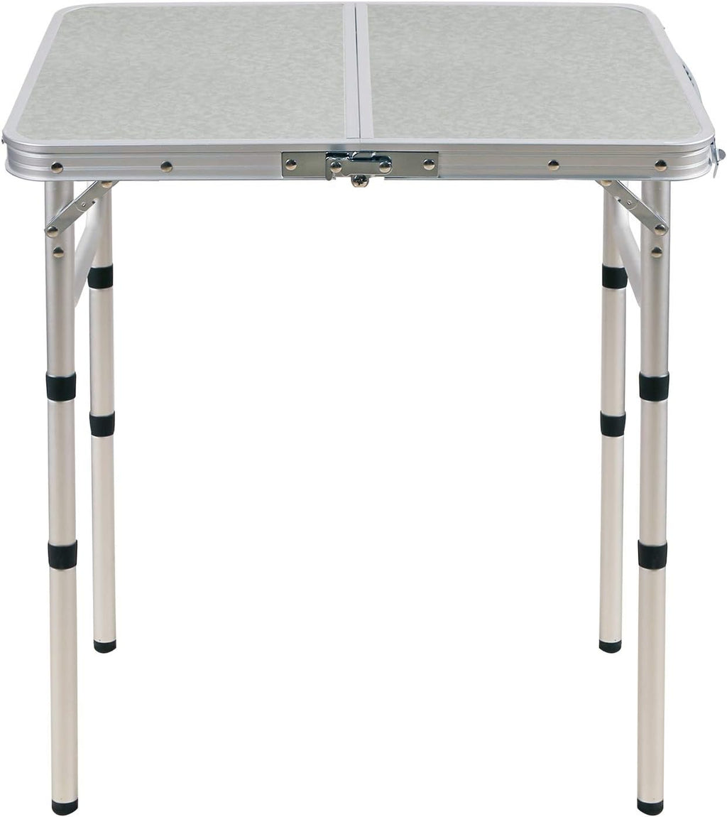 White 3 Foot Aluminum Folding Camping Table with Adjustable Legs O163
