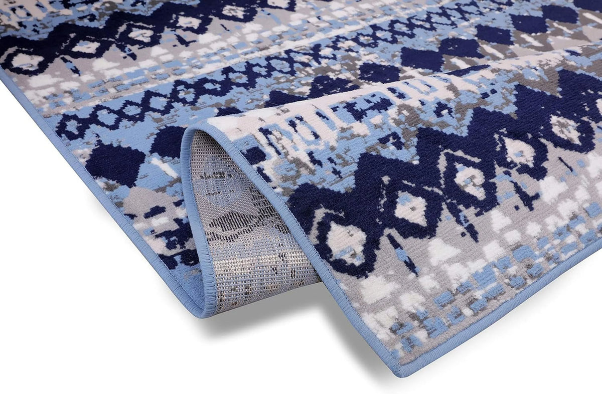 Light Blue Geometric Pattern Rug D500