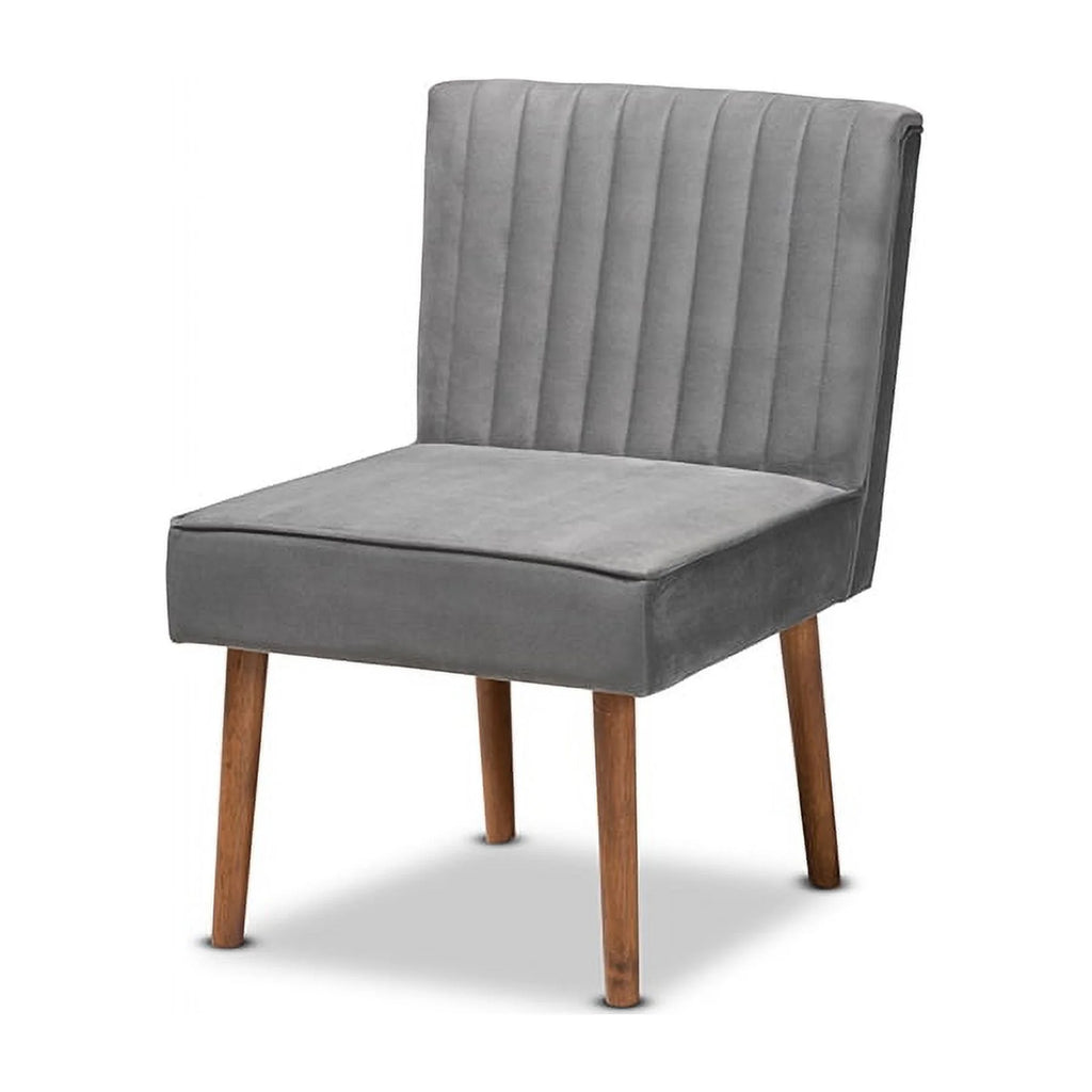 Grey Velvet Upholstered Wood Dining Chair C26110
