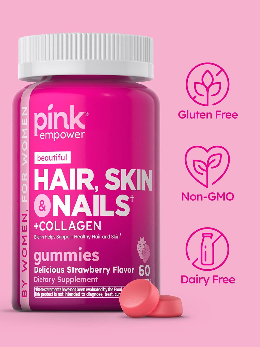 60 Count Non-GMO Gluten Free Hair Skin Nails Gummies V841394