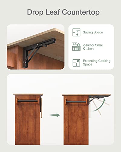 Brown Kitchen Island with Drop Leaf Storage on Wheels C705738