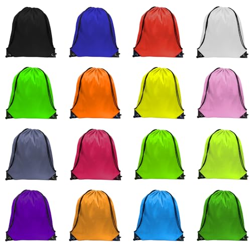 40 Pack Drawstring Backpacks Waterproof Nylon Cinch Bags Lightweight Reusable Sports Sack H4530